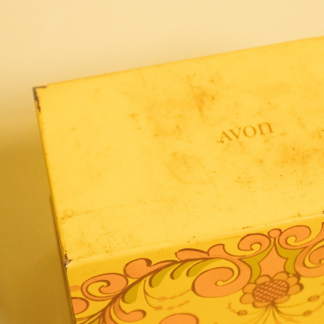 Yellow Flourished Avon Box