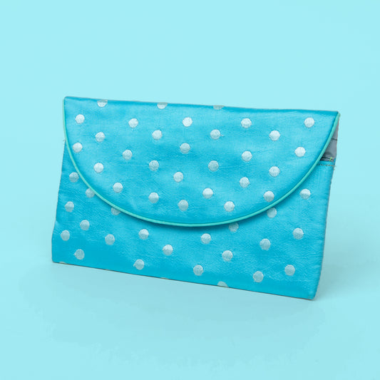 Blue Polka Dot Clutch