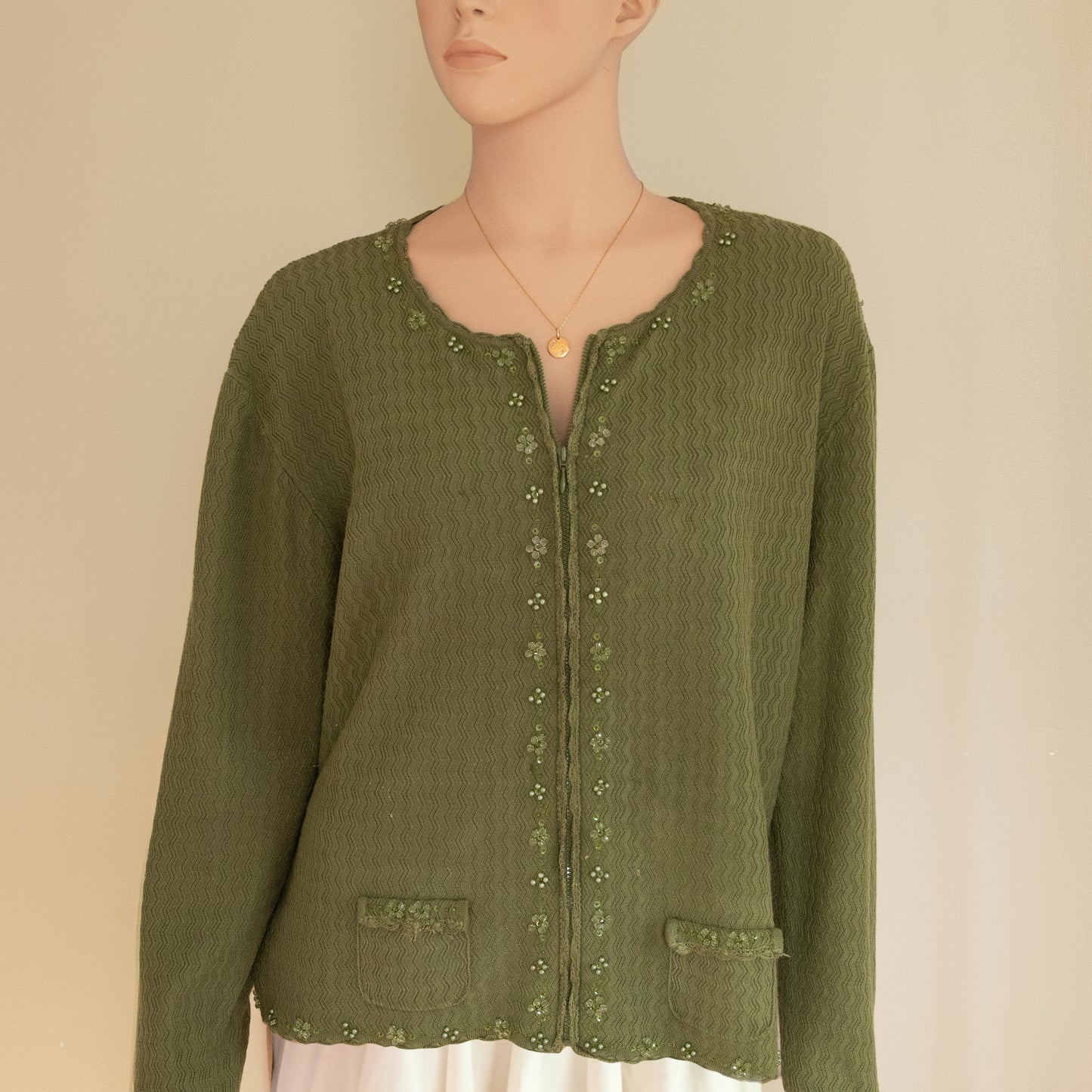 Beaded Green Cardigan