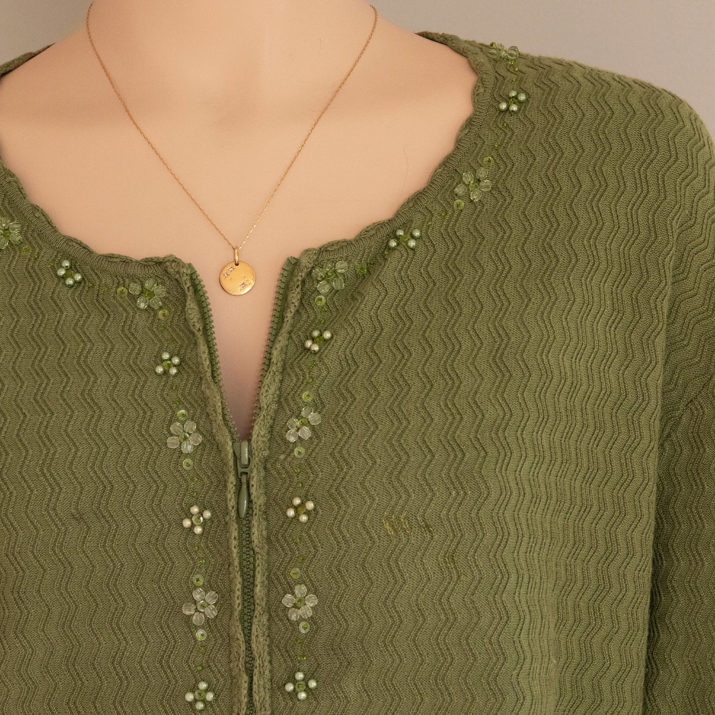 Beaded Green Cardigan