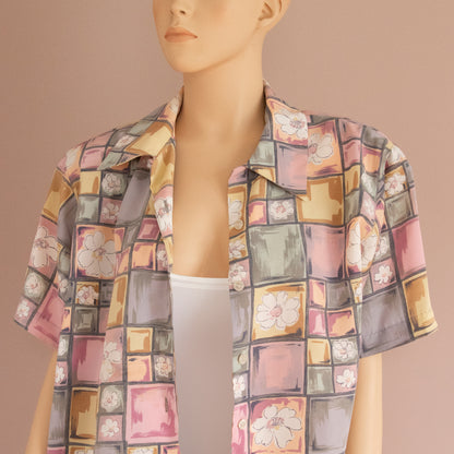 Pastel Grid Button Up | Size M