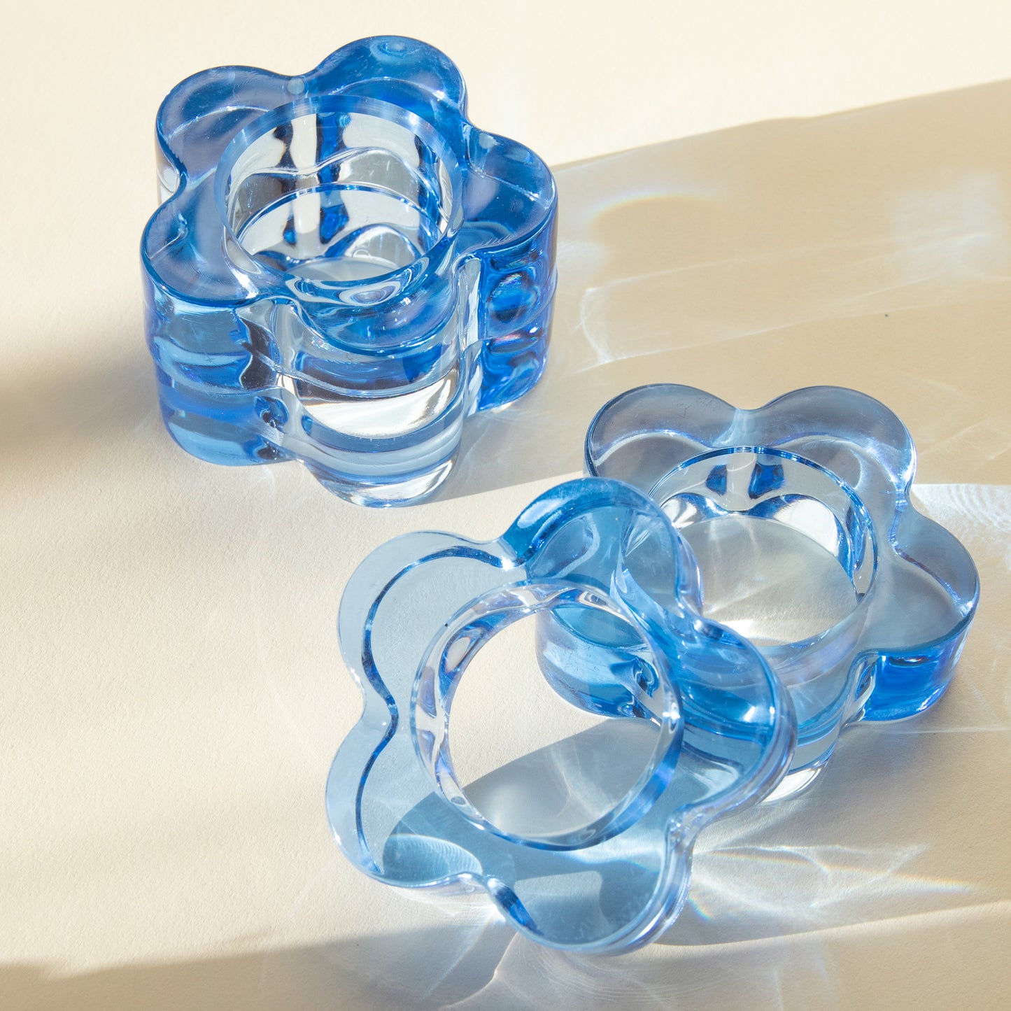 Blue Flower Napkin Ring Set