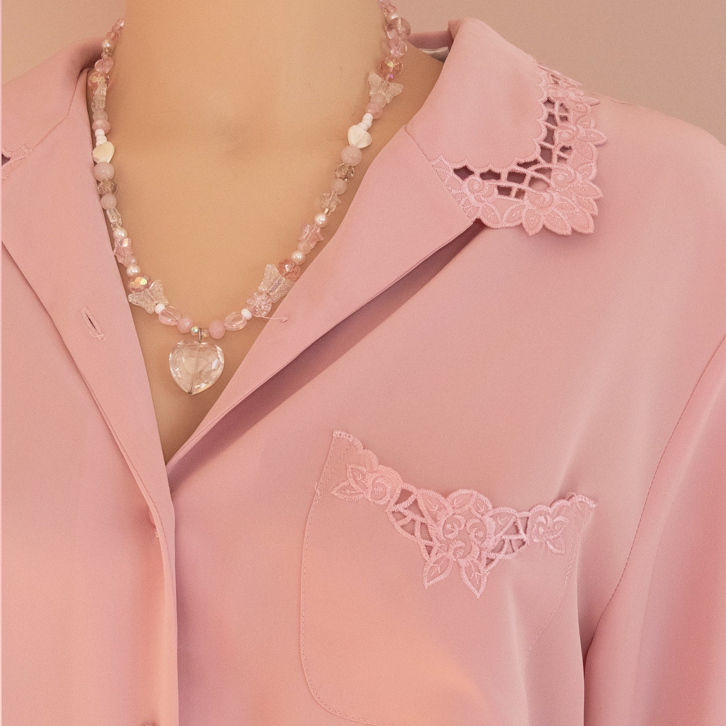 Pink Lace Button Up | Size 14