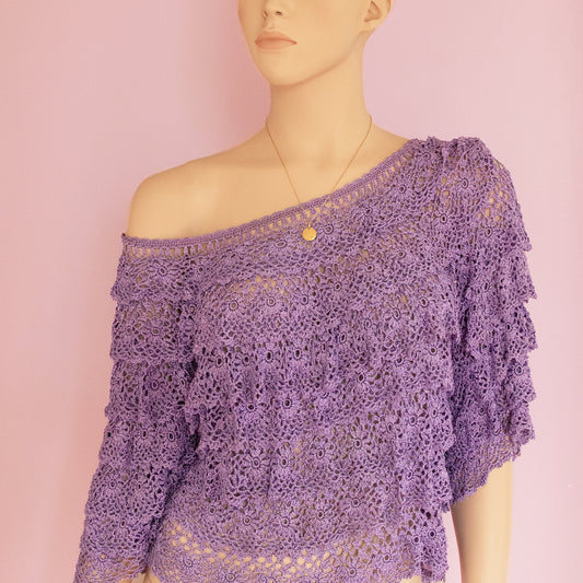 Purple Crochet Top | Size L