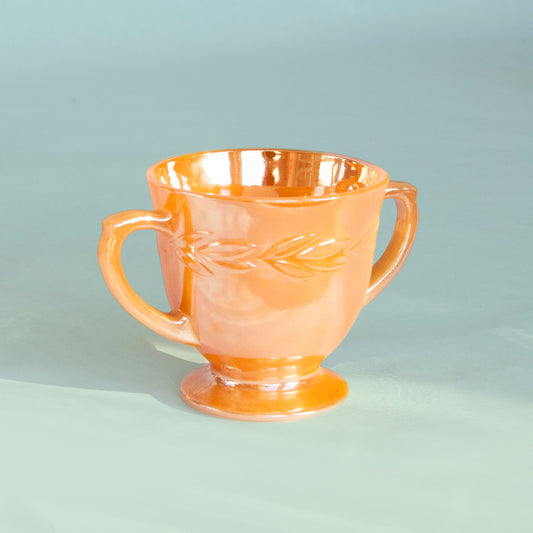 Peach Lusterware Sugar Bowl